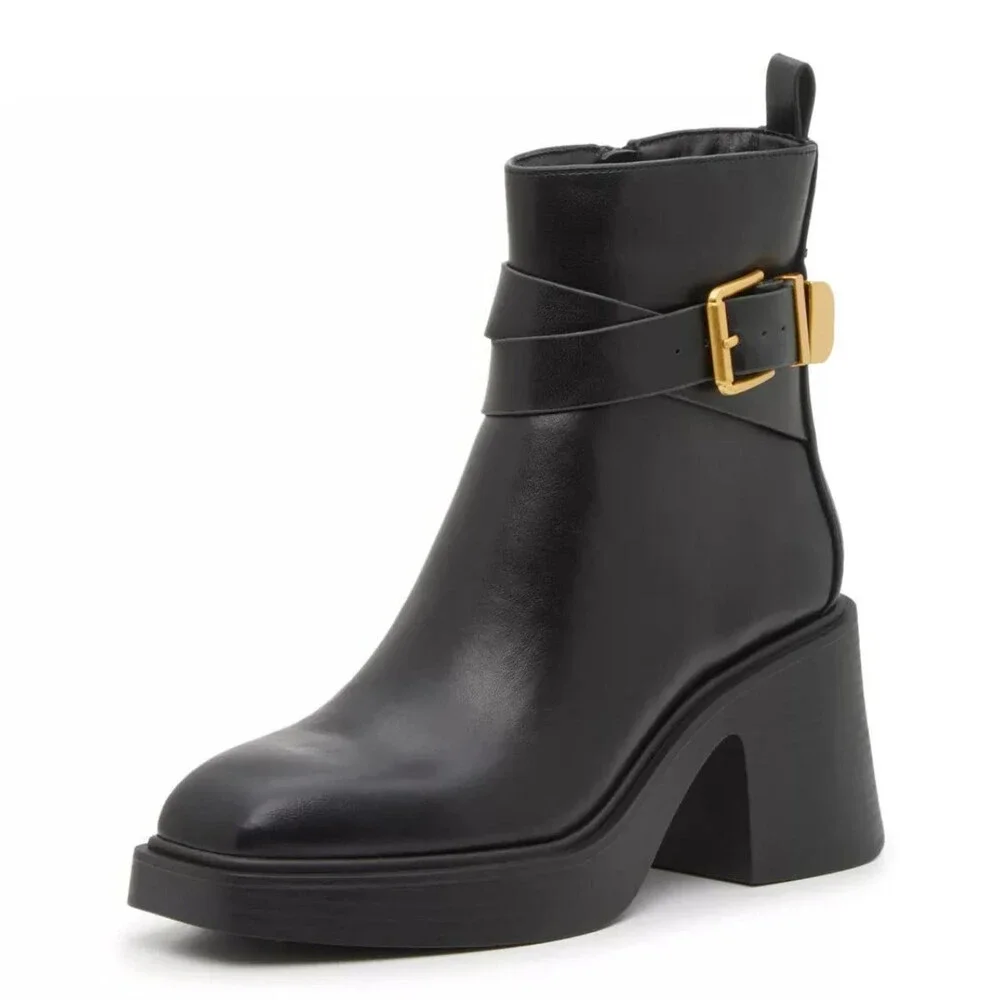 Chinese Laundry Amie Boots Women's US 7.5 Black Block heel Ankle Bootie Hawk2961